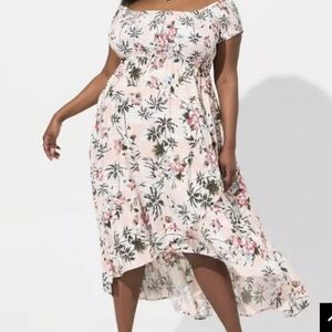 torrid Pink, Gray, Black Floral Smocked Top